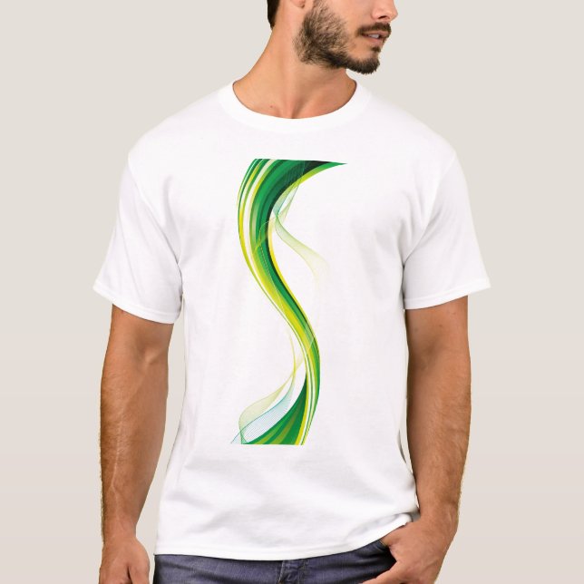 Camiseta Design abstrato de onda verde vertical-34534 (Frente)