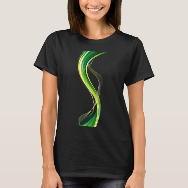 Camiseta Design abstrato de onda verde vertical-34534 (Frente)