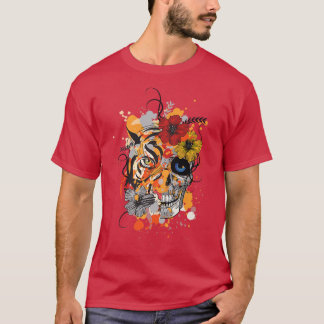 Camiseta Design abstrato do esqueleto de olhos Tiger