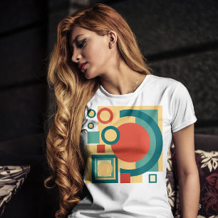 Camiseta Design Abstrato em Estilo Retro Geométrico Risogra