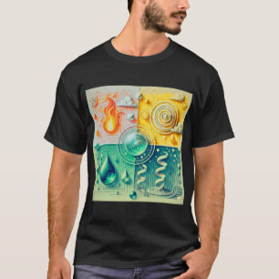 Camiseta design abstrato equilíbrio elemental 2026