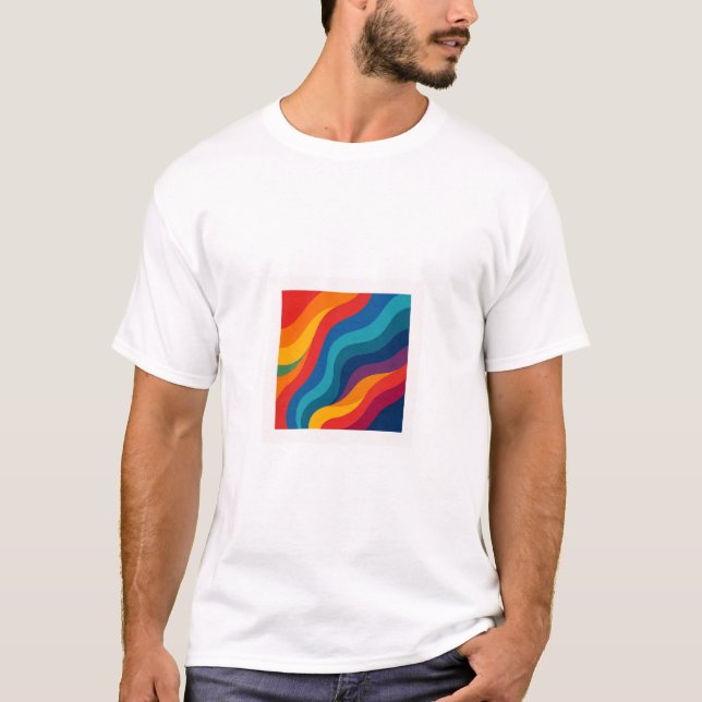 Camiseta Design abstrato quadrado colorido. (Frente)