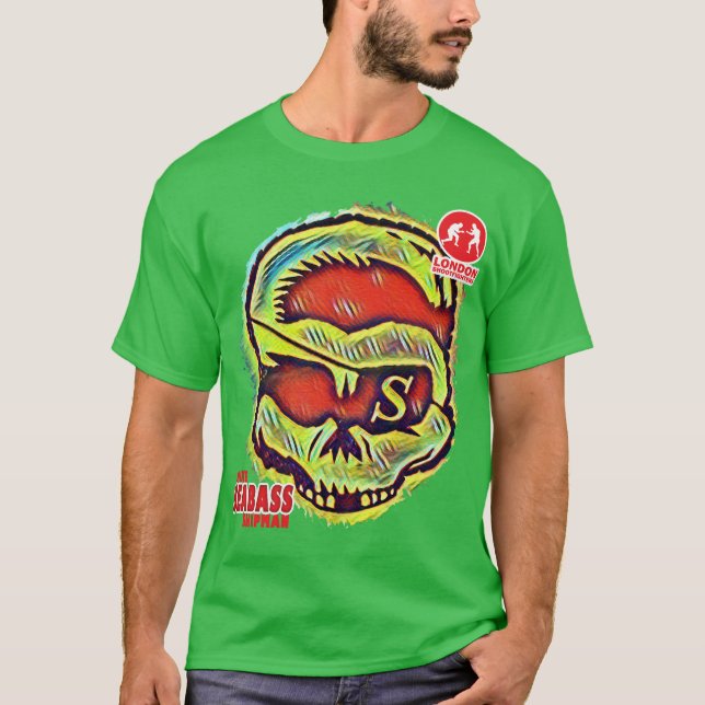 Camiseta Design ácido do crânio do Seabass (Frente)