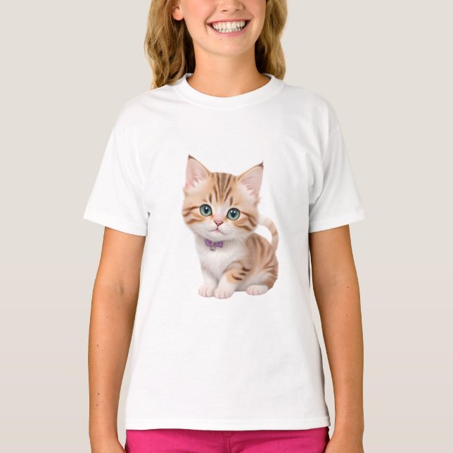 Camiseta Design Adorável de Kitten (Frente)
