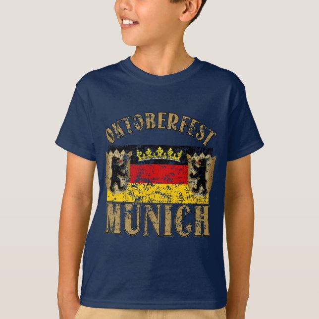 Camiseta Design afligido Munich do olhar de Oktoberfest (Frente)