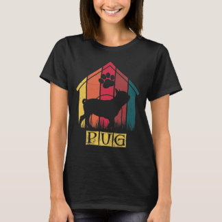 Camiseta Design afligido retro do Pug do vintage para
