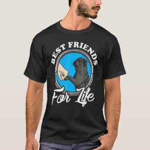 Camiseta Design Amante de Pug Preto Melhores Amigos Engraça