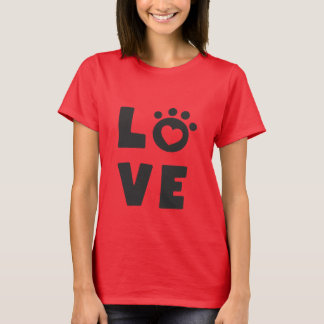Camiseta Design Amor Gato Pata Coração Gatinho Fofo para Mã