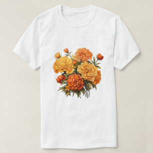 Camiseta Design Artístico Conceito Buquê Laranja