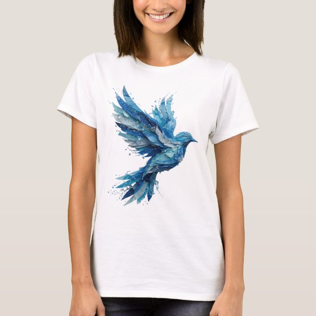 Camiseta Design Artístico em Prata Ave Aquática (Frente)