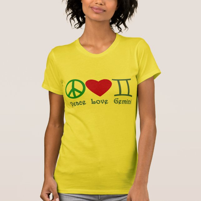 Camiseta Design astrológico dos Gêmeos do amor da paz (Frente)