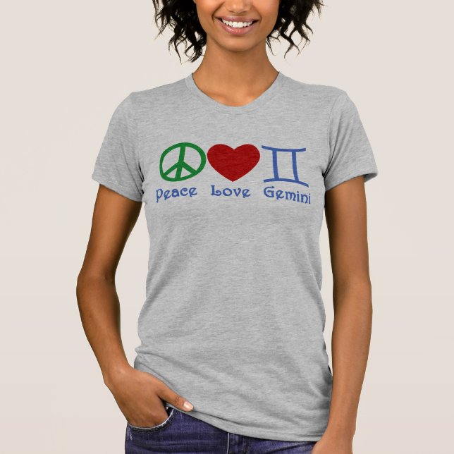Camiseta Design astrológico dos Gêmeos do amor da paz (Frente)