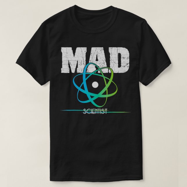 Camiseta Design Atom do Geek de Ciência Mad Scientist Nerd (Frente do Design)