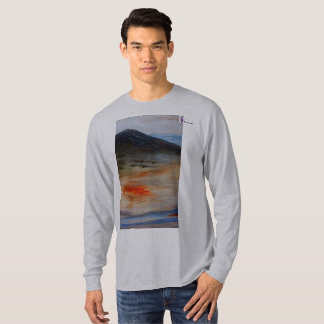 Camiseta Design Básico de Montanha Escura da Capa L (Frente Completa)