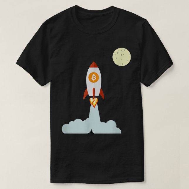 Camiseta Design Bitcoin Foguete Para A Lua (Frente do Design)