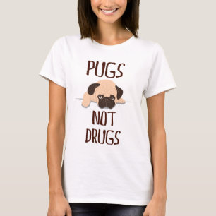 Camiseta design bonito do cão das drogas dos pugs do pug
