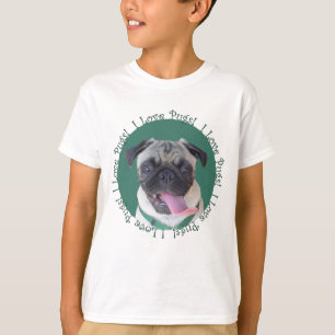 Camiseta Design bonito do cão dos Pugs do amor de I