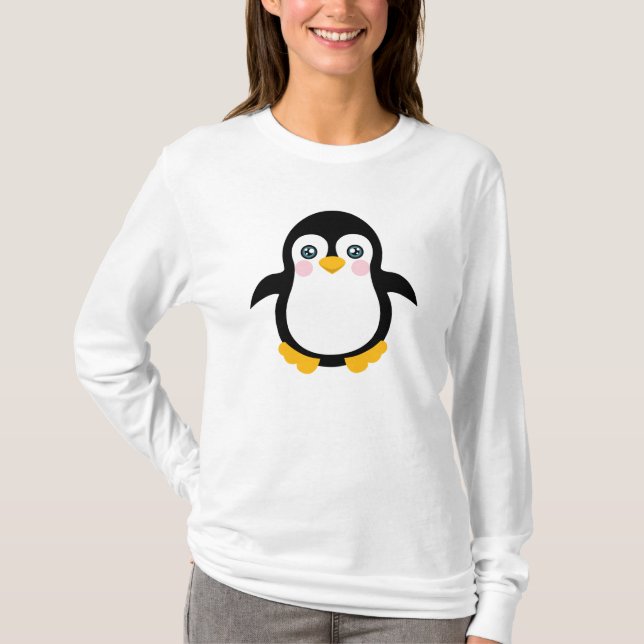 Camiseta Design bonito do pinguim dos desenhos animados (Frente)
