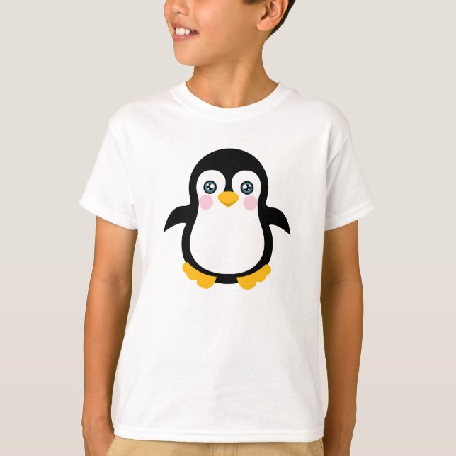 Camiseta Design bonito do pinguim dos desenhos animados (Frente)