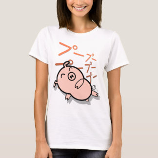 Camiseta design bonito do porco do estilo do anime