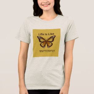 Camiseta Design Borboleta Retro Marrom