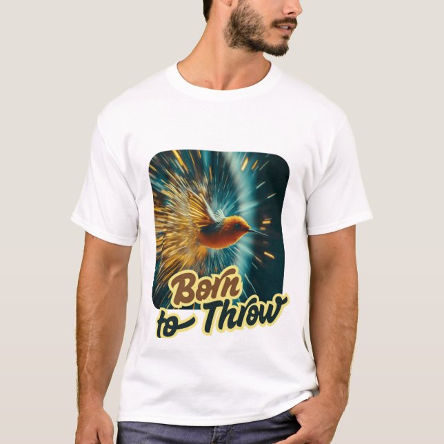 Camiseta Design Born to Throw oiseau fléchette stylisé (Frente)