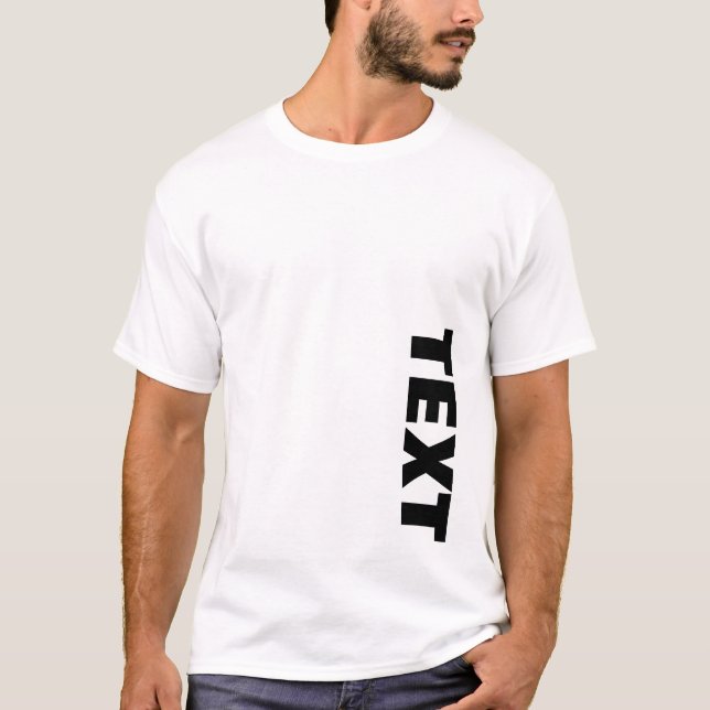 Camiseta Design Branco Modelo de Texto de Fonte Grande Negr (Frente)