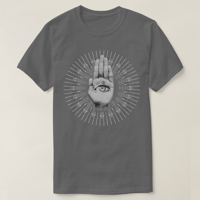 Camiseta design BW de 3º olho do Hamsa (Frente do Design)