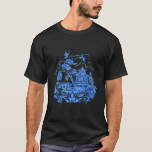 Camiseta Design Clássico Antigo de Louça Azul de Salgueiro