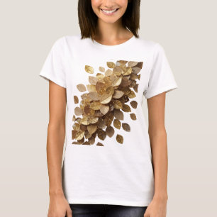 Camiseta Design Clássico Cinza com Citação FOLHAS DORADAS