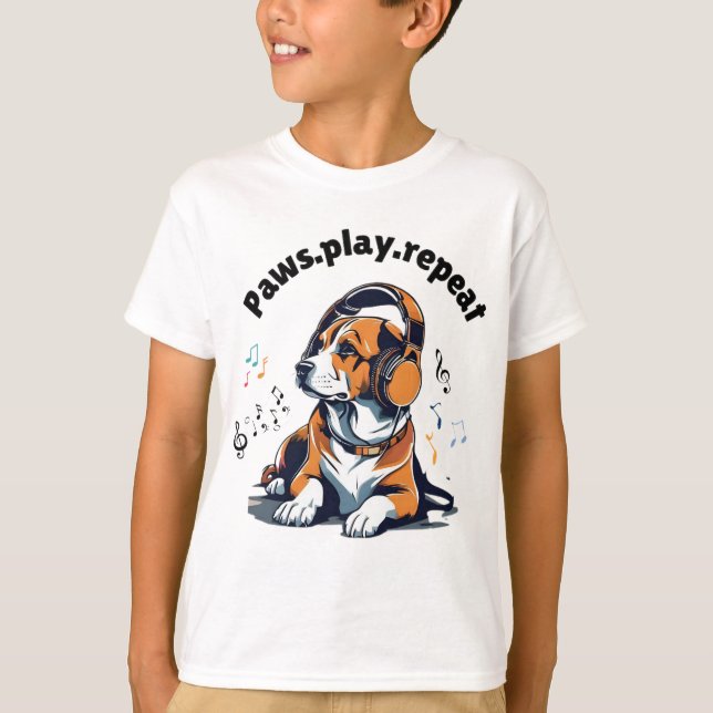 Camiseta Design clássico para amantes de cães e músicas (Frente)