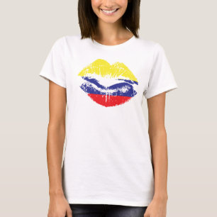 Camiseta Design colombiano do t-shirt dos lábios para
