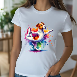 Camiseta Design Colorido de Cachorro de Yoga