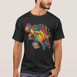 Camiseta Design colorido dos peixes do Lionfish