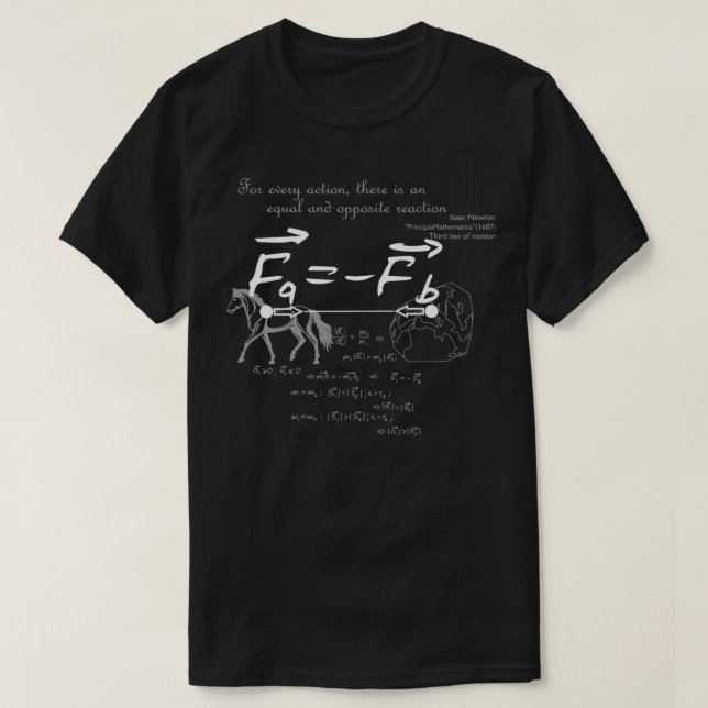 Camiseta Design com a terceira lei de Sir Isaac Newton (Frente do Design)