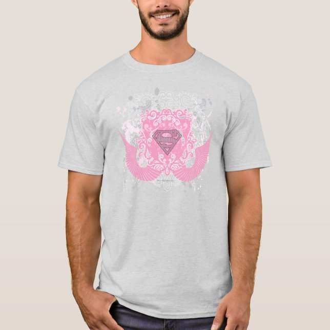 Camiseta Design com asa rosa super-menina (Frente)