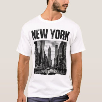 Camiseta Design com imagem preta e branca de Nova York