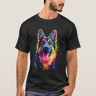 Camiseta Design Com Um Cachorro Nele Pastor Alemão Preto