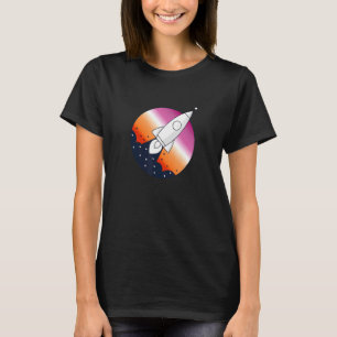 Camiseta Design Com Um Foguete Voando Para Uma Mão Espacial