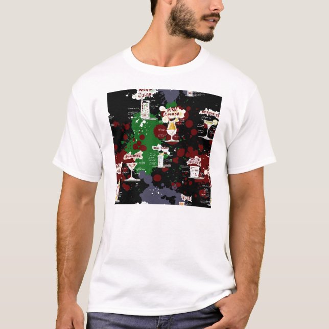 Camiseta Design corajoso da receita da bebida do cocktail (Frente)