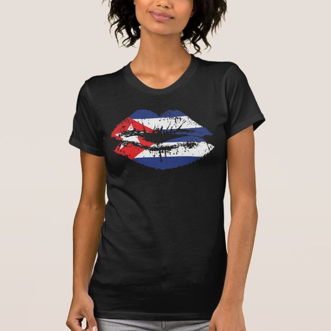 Camiseta Design cubano da camisola de alças dos lábios para (Frente)