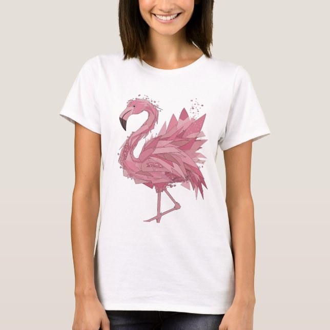 Camiseta Design Customizado de Flamingo Rosa na Moda (Frente)