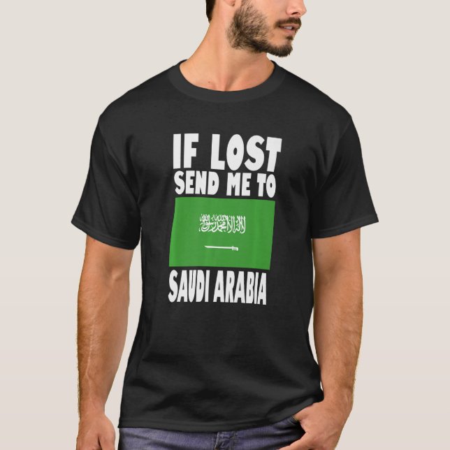 Camiseta Design da bandeira da Arábia Saudita Se perdido me (Frente)