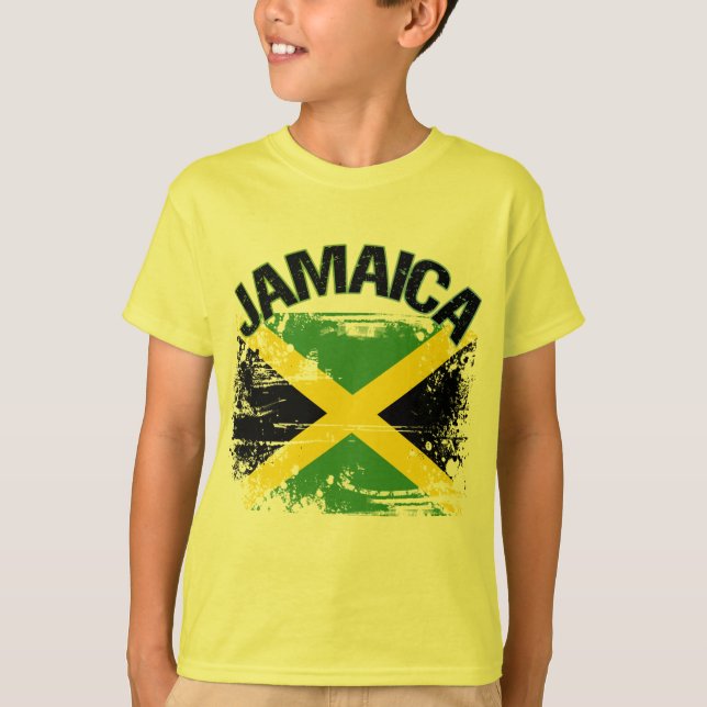 Camiseta Design da bandeira de Jamaica do estilo do Grunge (Frente)