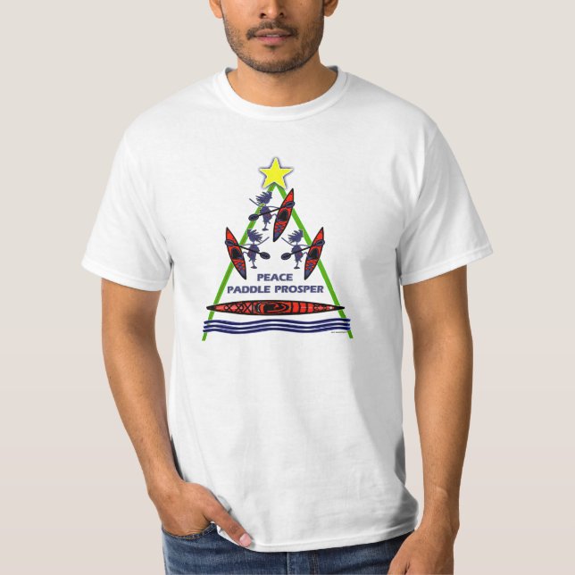 Camiseta Design da canoa do caiaque da pá do feriado (Frente)
