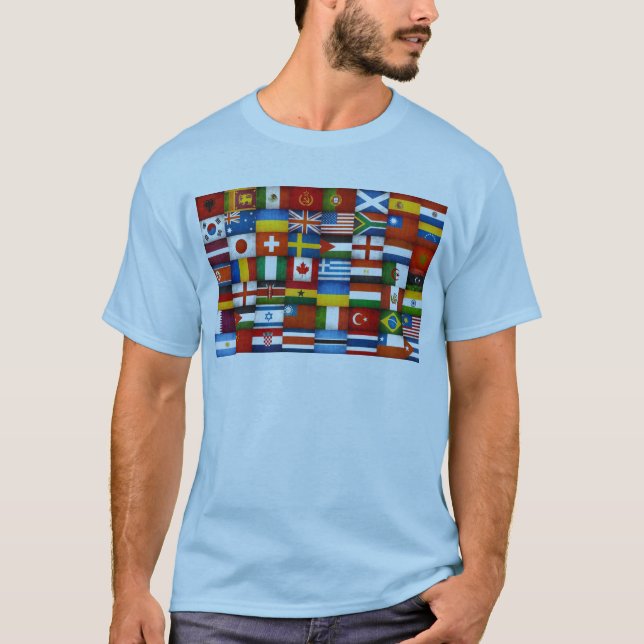 Camiseta Design da colagem das bandeiras do mundo do Grunge (Frente)