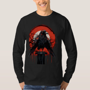 Camiseta Design da Coroa Negra-Preta da Lua Vermelha