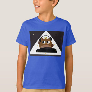 Camiseta Design da coruja do DJ da música - miúdos 3/4 de