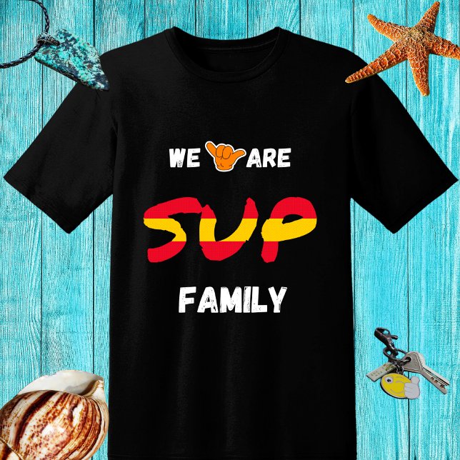 Camiseta DESIGN da família SUP com bandeira espanhola e mão (Criador carregado)
