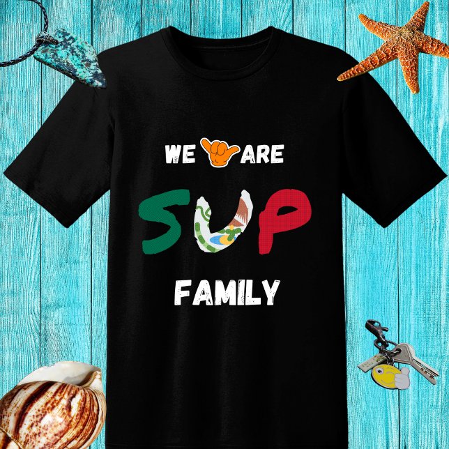 Camiseta DESIGN da família SUP com bandeira mexicana e mão  (Criador carregado)